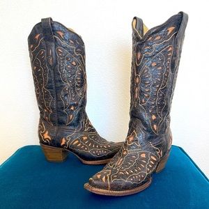 Corral Vintage Brown Butterfly Cowgirl Boots 8.5